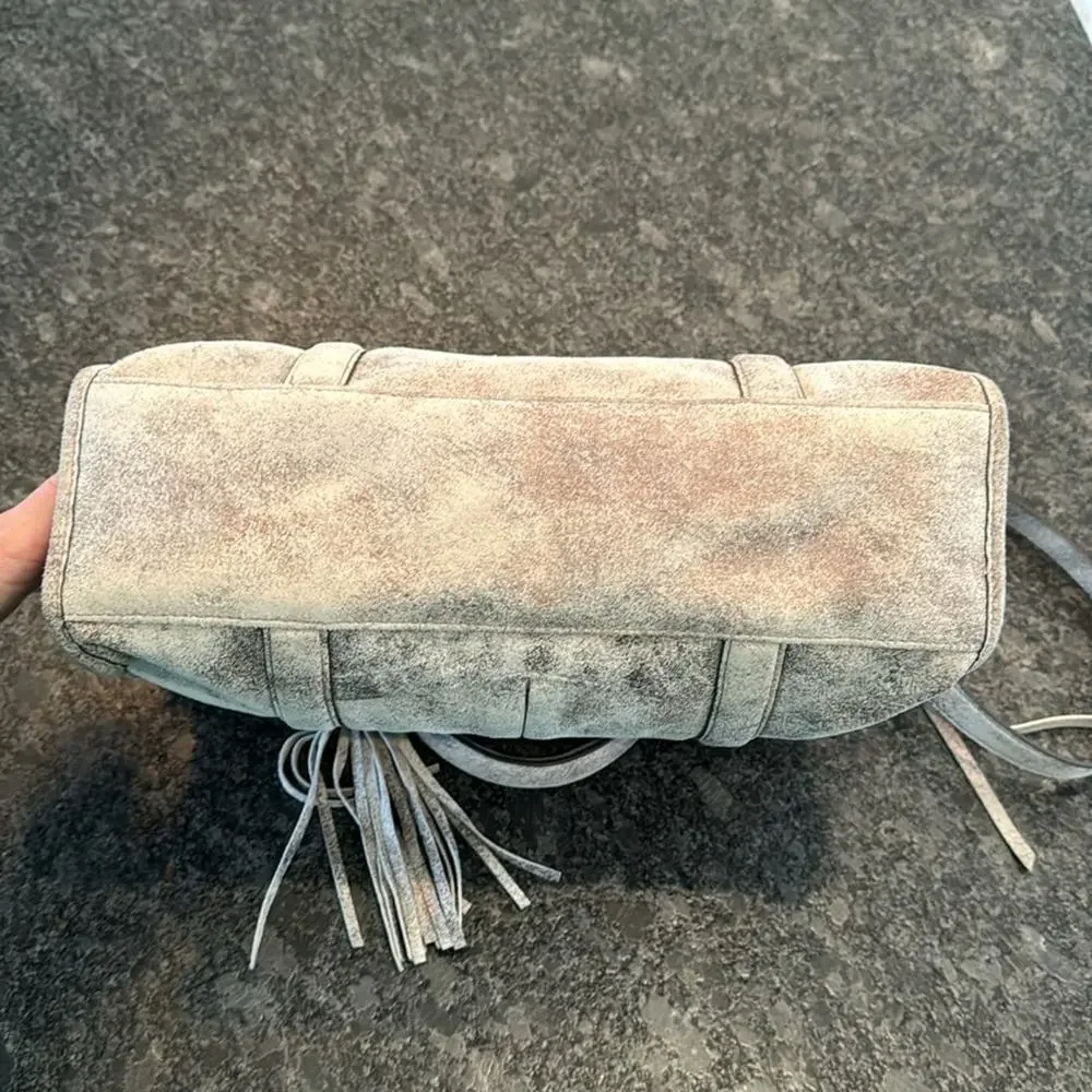 AIMEE KESTENBERG GRAY/ IRIDESCENT ROSE GOLD HESTON SATCHEL W/ GOLD HARDWARE - Picture 9 of 16